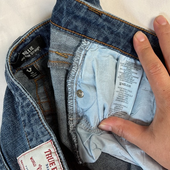 True Religion Billie Mid Rise Straight Leg Blue Denim Jeans Women's 30x30.5 Slim - Picture 2 of 10